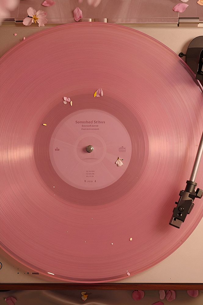 Minimalist Cherry Pink Vinyl Record Wallpaper Setup