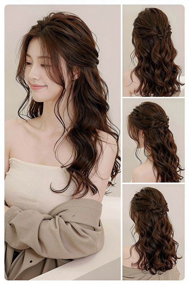Half Up Half Down Wavy Wedding Hairstyle
