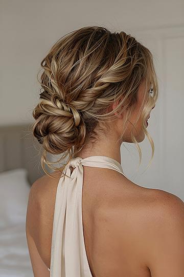 Twisted Low Bun Updo With Soft Side Pieces