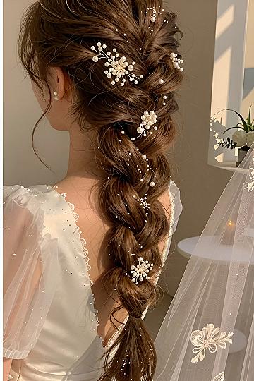 Adding Pearl Hair Pins To A Loose Wedding Braid
