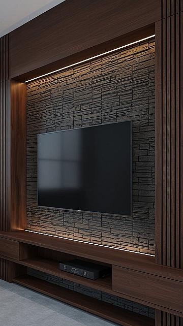 Dark Wood Cabinet TV Units: Elegant Living Room Wood Designs