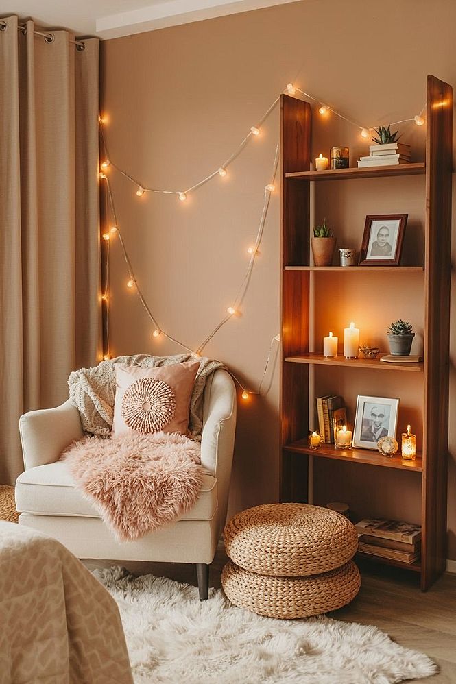 Cozy Corner Bedroom Makeover with Ambient Lights