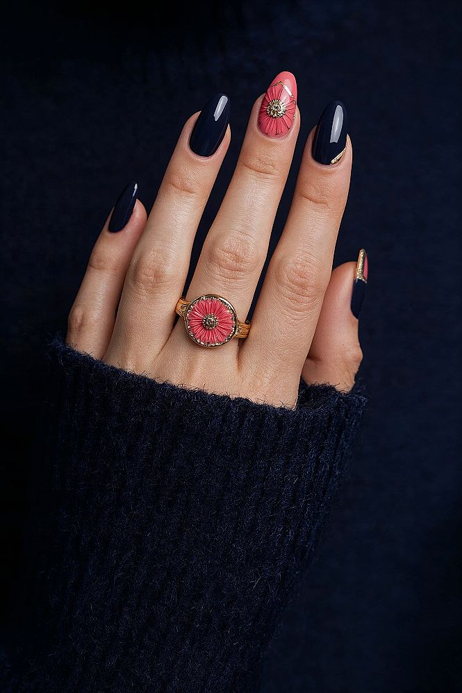 Glamorous Navy & Pink Nail Ideas for 2026