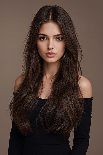 Effortless Long Layers: Face-Framing Brunette Haircuts for Women