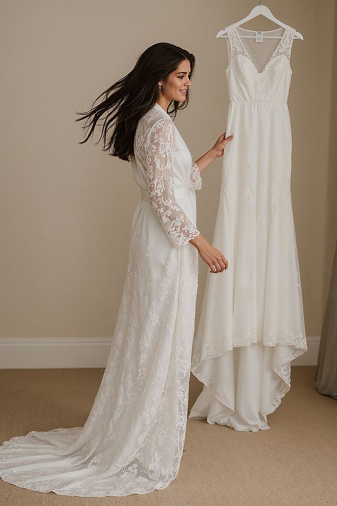Dreamy Wedding Morning: Long Lace Bridal Robe for Unforgettable Moments