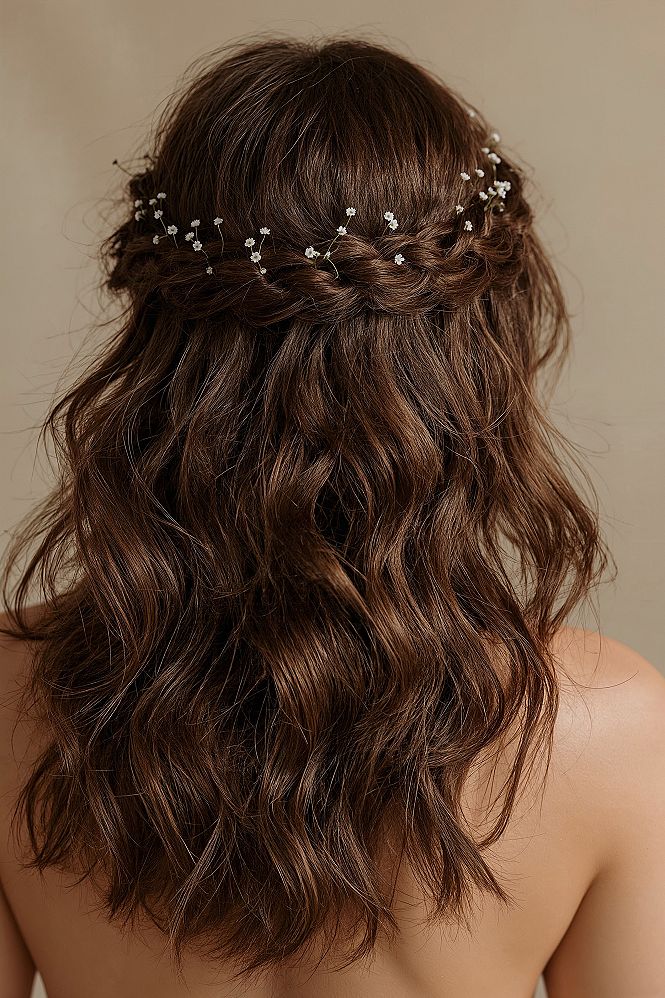 Dreamy Floral Braids: Enchanting Half Up Wedding Hair Ideas