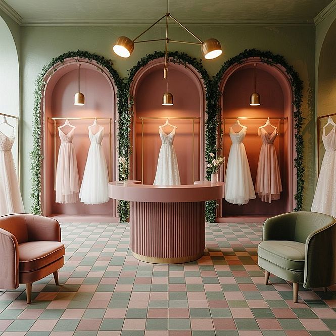 Chic Bridal Suite: Pastel Accents in a Modern Boutique Interior