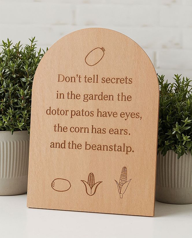 Funny Garden Sign: 'Potatoes Have Eyes' Wooden Decor for Vegetable Gardens