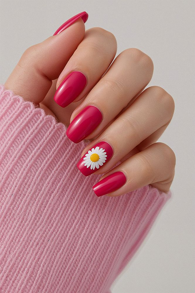 Vibrant Fuschia Floral Nails: Your Next Fancy Nails Obsession