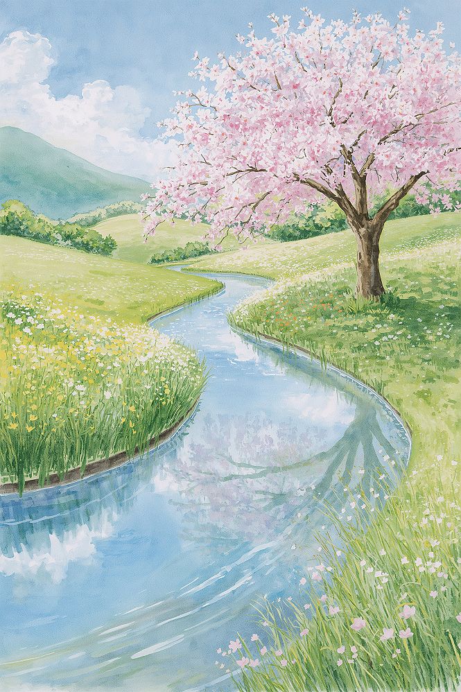 Dreamy Springtime Watercolor: Artistic iPhone Wallpapers