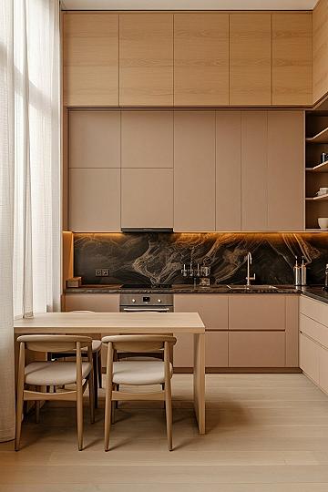 2026 Kitchen Trends: Elegant Wood Cabinets & Dark Accents