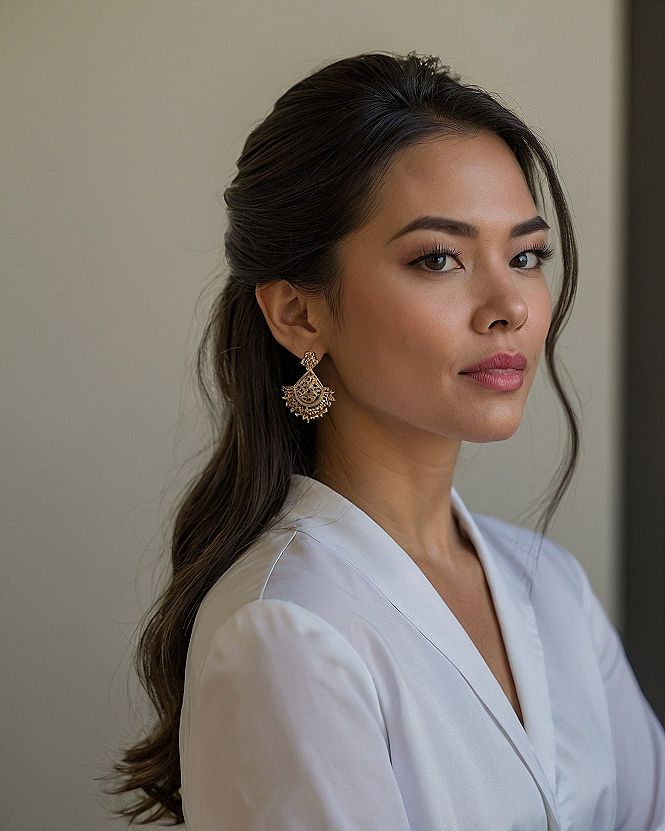 Softly Twisted Half Up Half Down Wedding Hairstyle