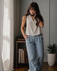 Pairing Sleeveless Blouses With Tailored Summer Trousers