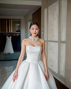 Styling an Ivory Satin Ball Gown with a Statement Collar
