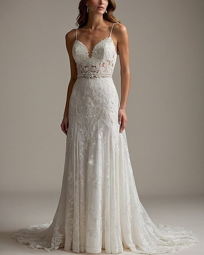 Why a Basque Waist Gown with Delicate Straps Works