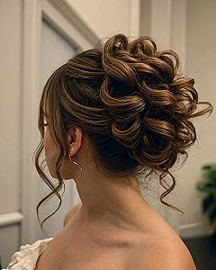 Textured High Updo With Loose Ringlets
