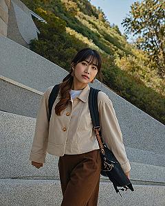 Styling Brown Pants With A Cropped Tan Jacket