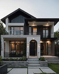High Contrast Color Schemes for Two Story Exteriors