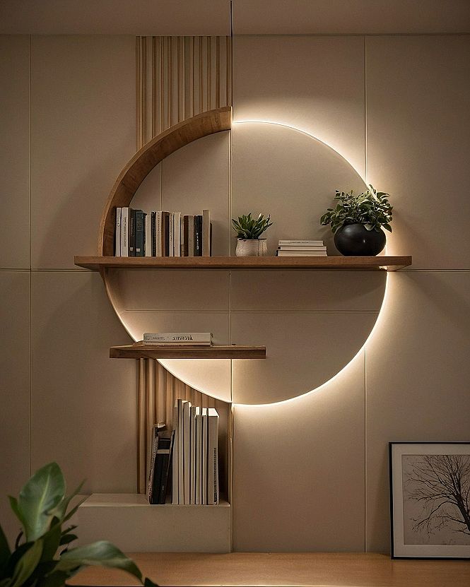 Using Circular Shelving to Soften Living Spaces