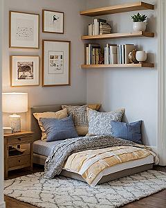 Maximizing a Small Corner with Floating Bookshelves