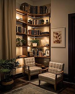 Maximizing Space With Built In Corner Bookshelves