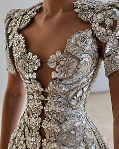 Why Intricate Beading Enhances High Neck Lace Gowns