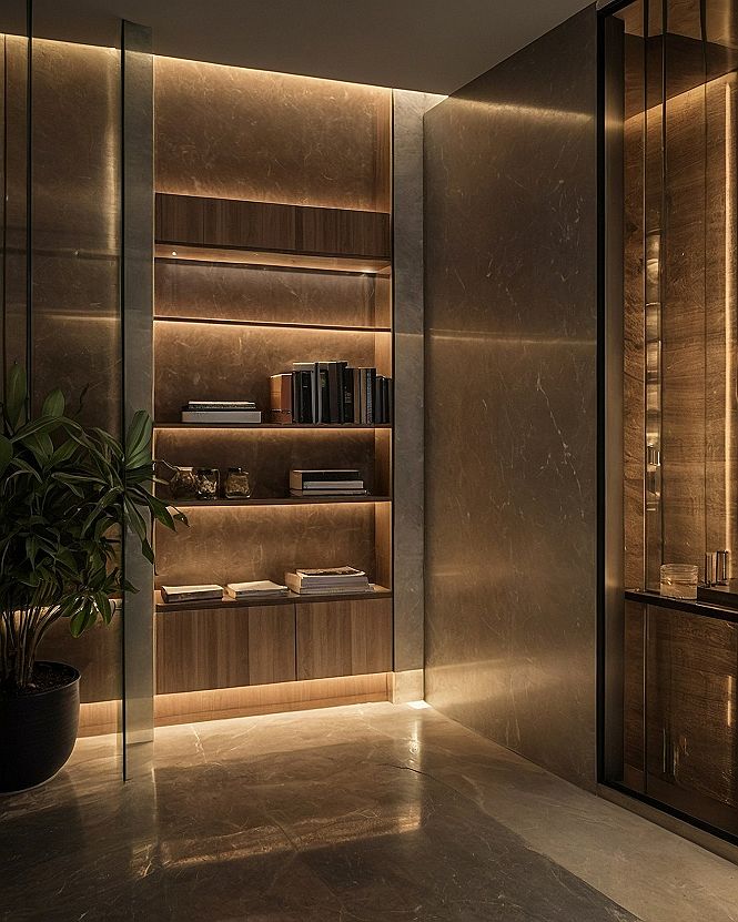 Integrating Storage and Ambient Lighting in Stone Bathrooms