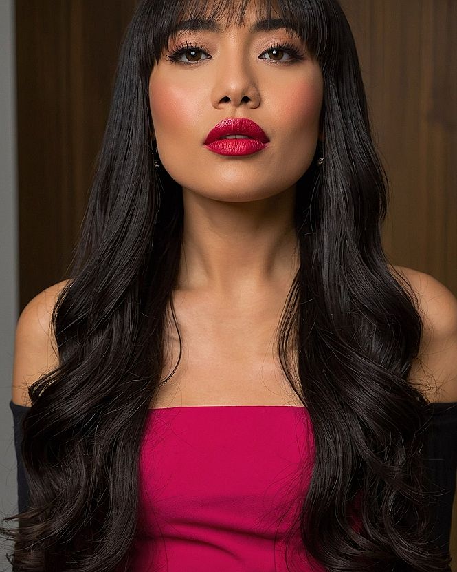 Pairing 2A Loose Waves With Straight Bangs