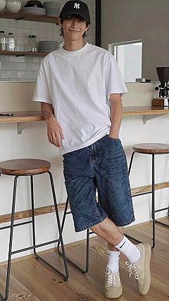 Layering An Open Button Up Over A Boxy Tee With Denim