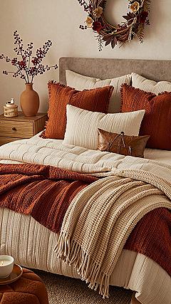 Adding Warm Autumn Accent Pillows to Your Bed