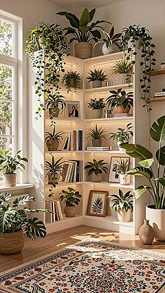 Utilizing Corner Shelving for an Herbal Sanctuary