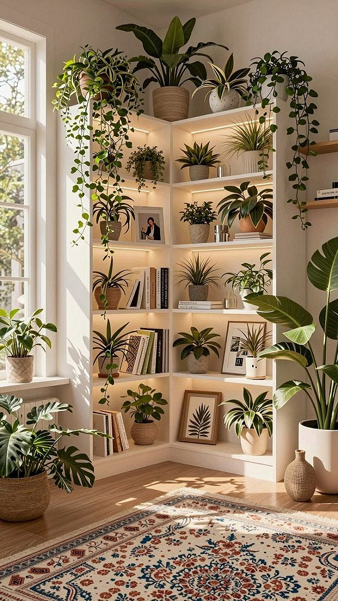 Utilizing Corner Shelving for an Herbal Sanctuary