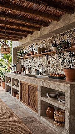 Using Open Concrete Shelves for Apothecary Storage
