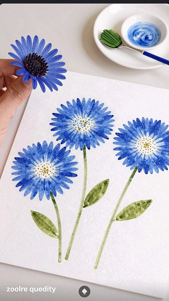 Designing Pressed Blue Daisy Acrylic Botanical Art