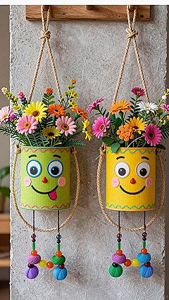Crafting Hanging Tin Can Planters with Pressed Flowers