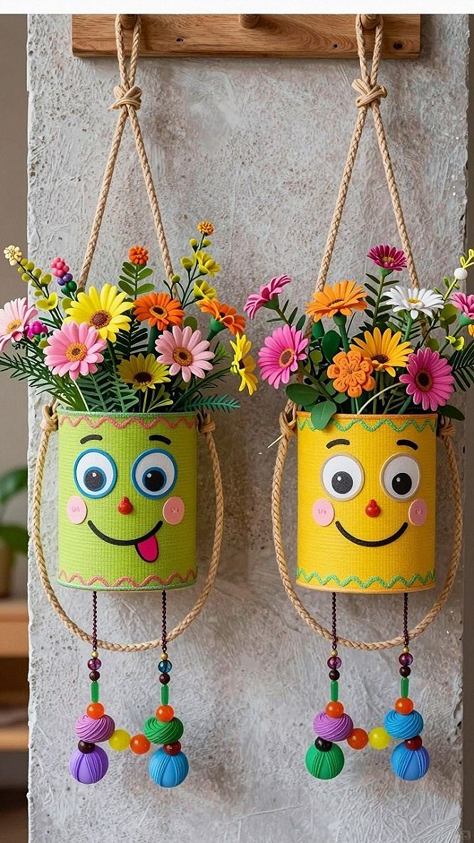 Crafting Hanging Tin Can Planters with Pressed Flowers