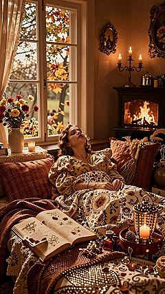Using Indoor Fireplace Scenes for Your Autumn Background
