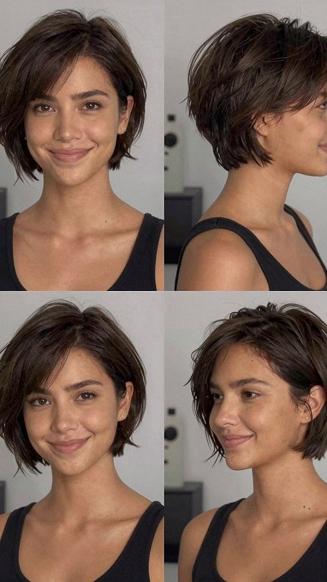 Textured Short Bob Cut With Soft Bangs