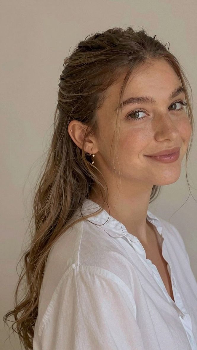 Twisted Half Up Crown for Long Hair
