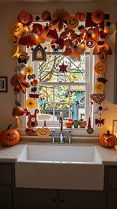 Framing Balcony Windows With Playful Autumn Paper Garlands