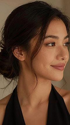 Wispy Face Framing Tendrils with a Low Chignon