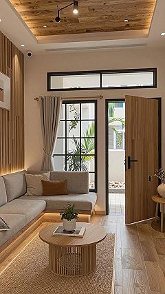 Adding Wooden Panels and Greenery to Cream Spaces