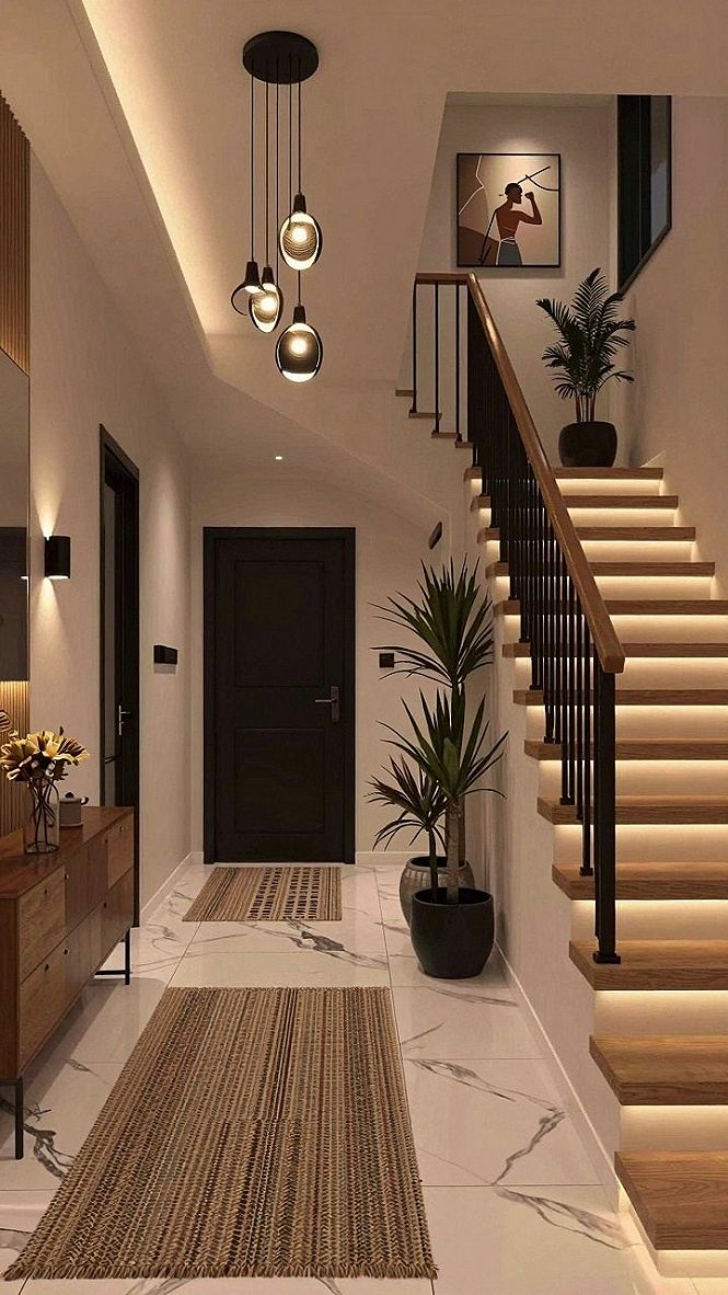Using Under-Stair Lighting for a Warm Staircase Wall