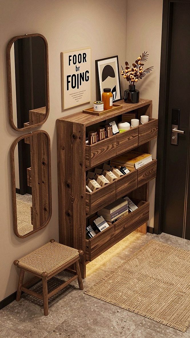 Maximizing Entryways With Wooden Corner Storage