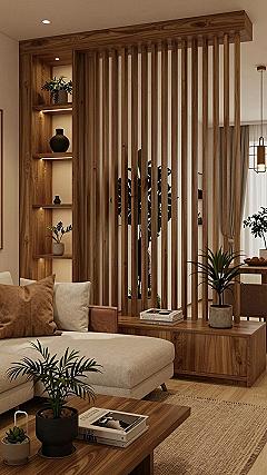 Using Wood Slat Dividers to Zone Small Spaces
