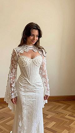 Selecting a High Neckline Wedding Gown with Long Sleeves