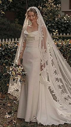Pairing a Cowl Neck Gown with Lace Accessories