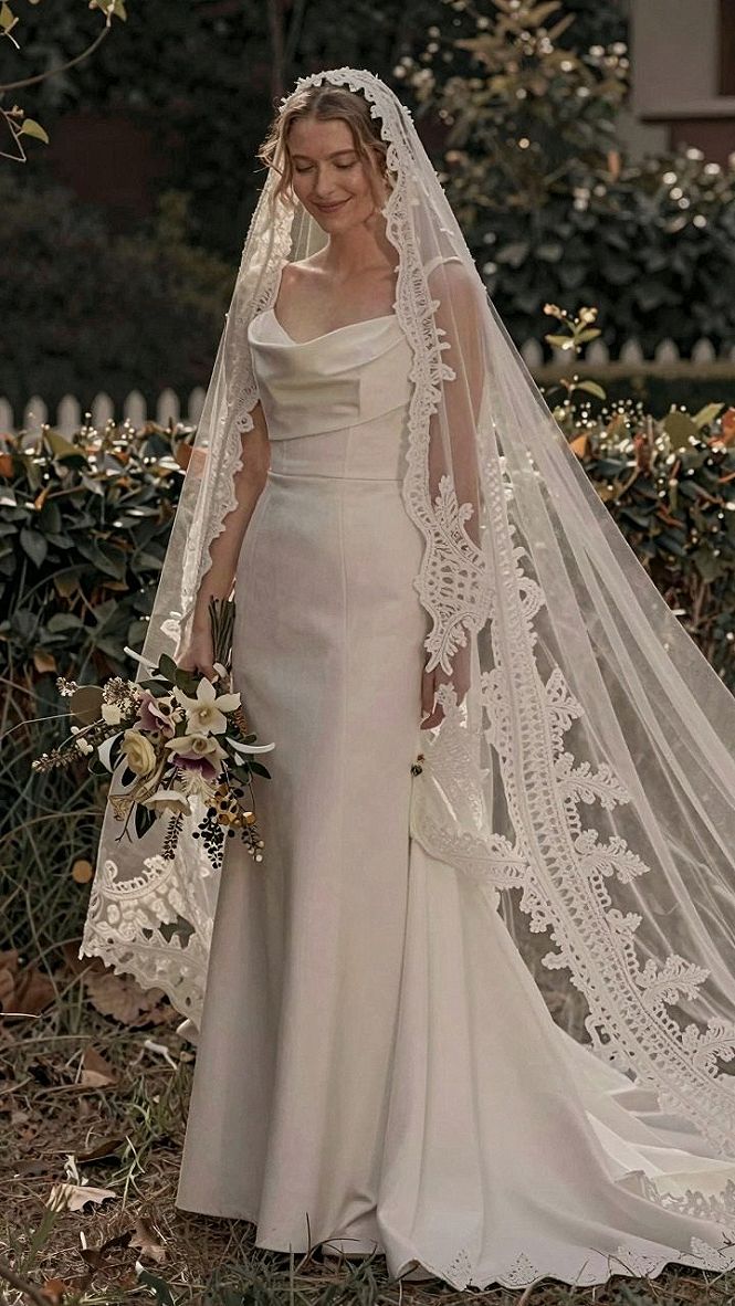 Pairing a Cowl Neck Gown with Lace Accessories