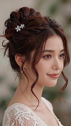 Styling a Textured High Updo With Floral Hair Pins