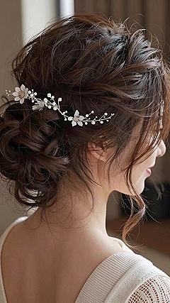 Styling A Textured Updo With Floral Hair Vine Accents
